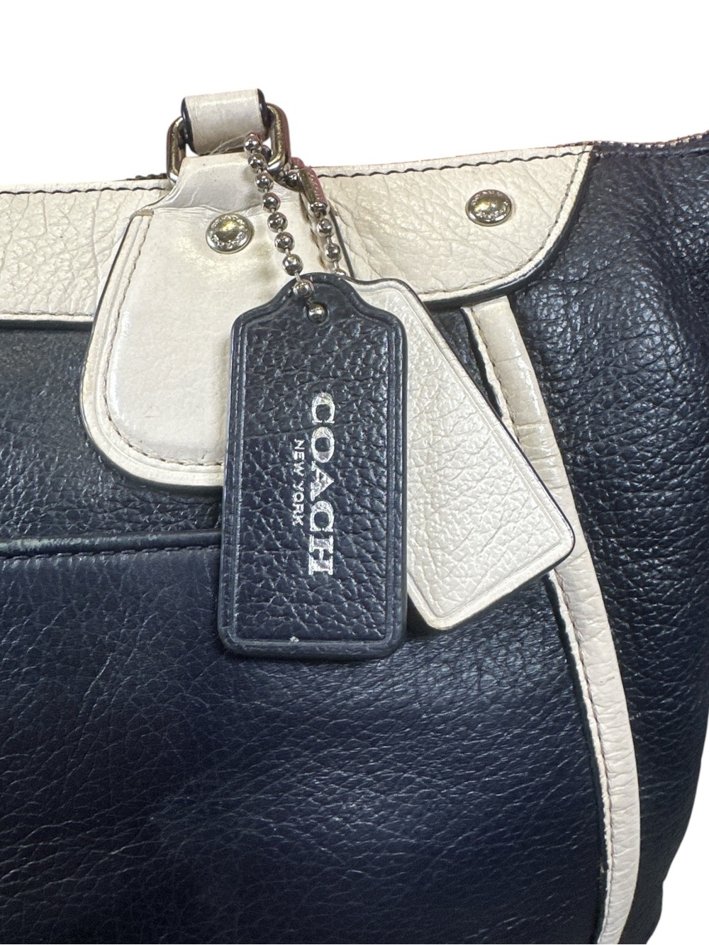 Coach Mickie Spectator Satchel Chalk and Navy Blue - Picture 6 of 17